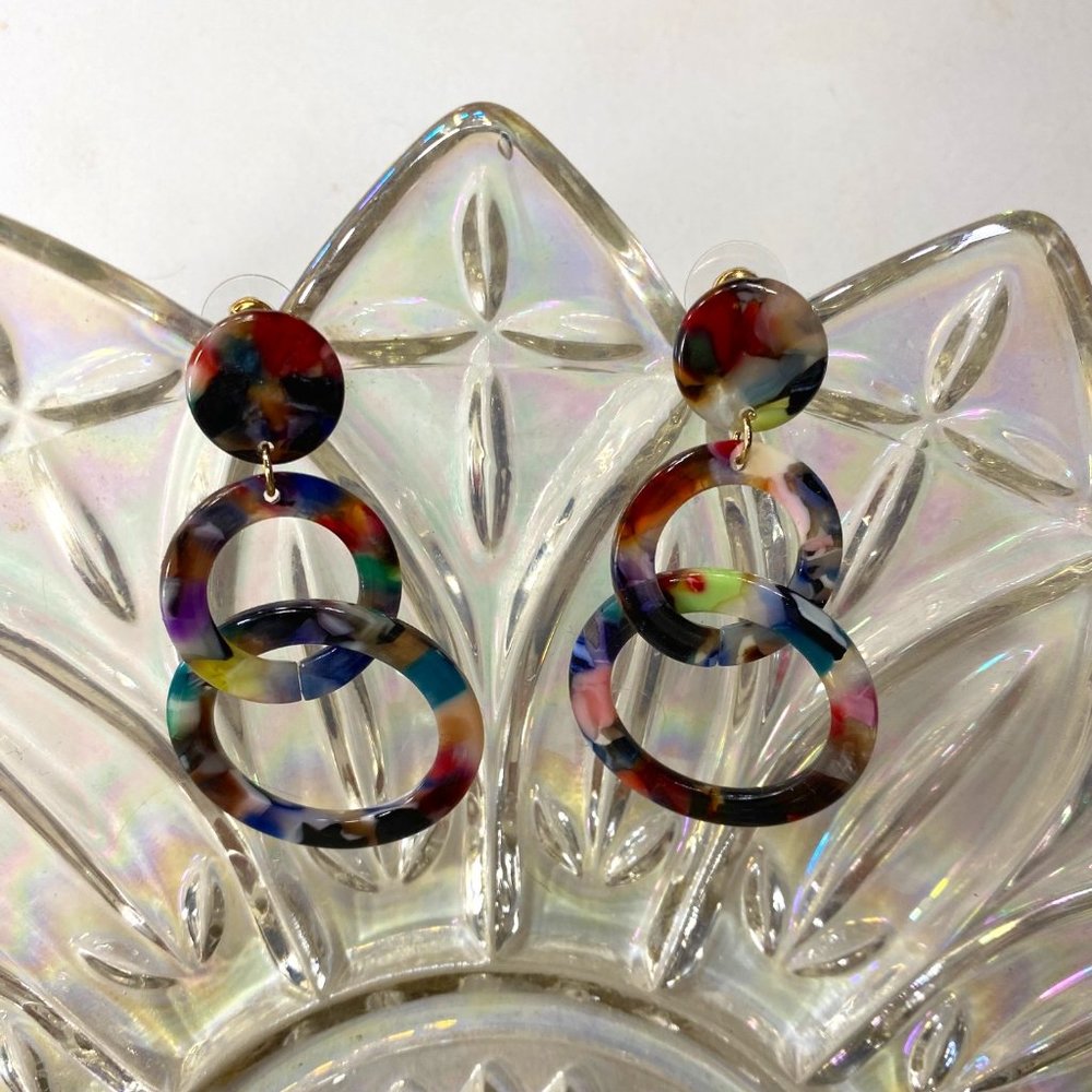 Multicolor Resin Statement Earrings